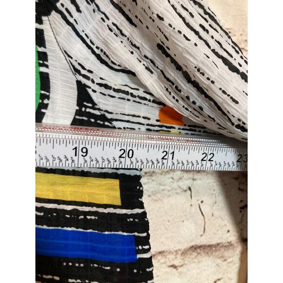 Multiples Artsy Top Womens Medium Colorful Retro Stripes Asymmetric Hem Zip Up - Picture 9 of 13